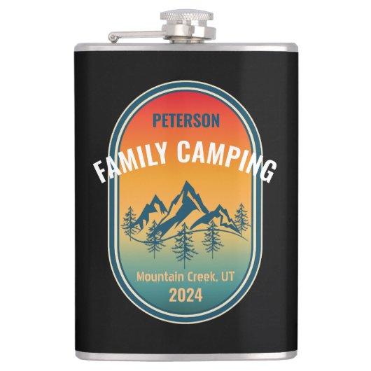 Custom Family Camping Vintag Sunset Adventure Flachmann (Vorderseite)