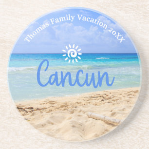 Custom Family Cancun Beach Urlaub Getränkeuntersetzer