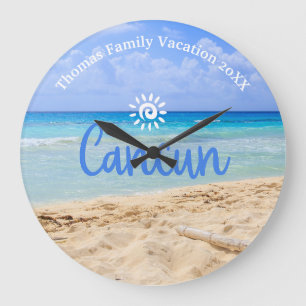 Custom Family Cancun Beach Urlaub Große Wanduhr