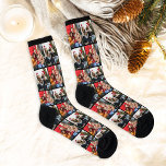 Custom Family Christmas Foto Collage Bild Socken<br><div class="desc">Erstellen Sie für Ihre phantastische Ehefrau Ihre eigenen, individuell bedruckten Urlaubssocken - sie Liebe sie! Dieses schlichte und moderne Design beinhaltet ein Foto-Collage-Gitter von zwei beliebten Weihnachtsliedern (oder anderen) Fotos mit einem schwarzen Hintergrund, der mit den Socken-Details koordiniert. Macht ein lustiges kleine Geschenk Geschenk! Foto Tipp: schneiden Sie Ihre Fotos...</div>