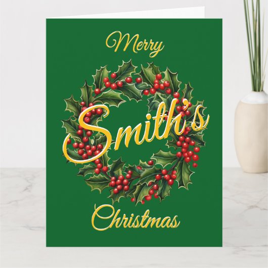 Custom Family Christmas Garland Card Karte (Vorderseite)