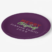 Custom Family Christmas Lila Papierplatte Pappteller (Schrägansicht)