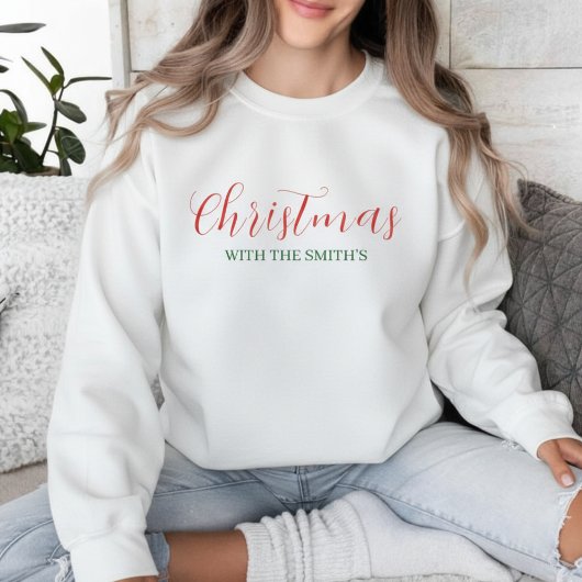 Custom Family Christmas Red & Green Holiday  Sweatshirt