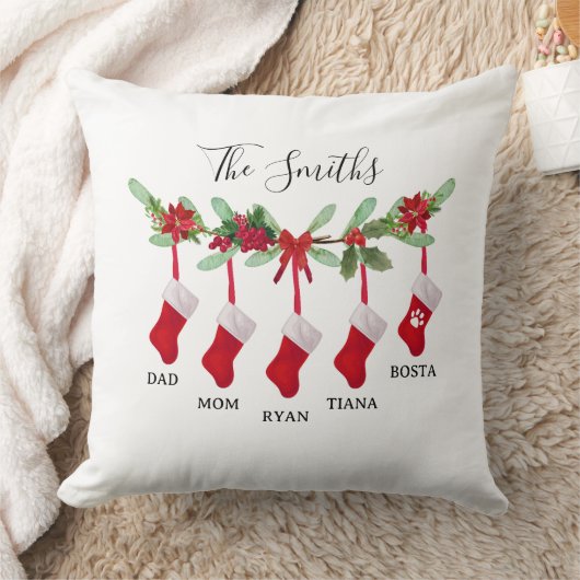 Custom Family Christmas Stocking Throw Pillow Kissen (Decke)