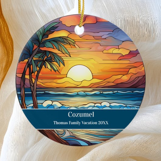 Custom Family Cozumel Beach Urlaub Keramik Ornament