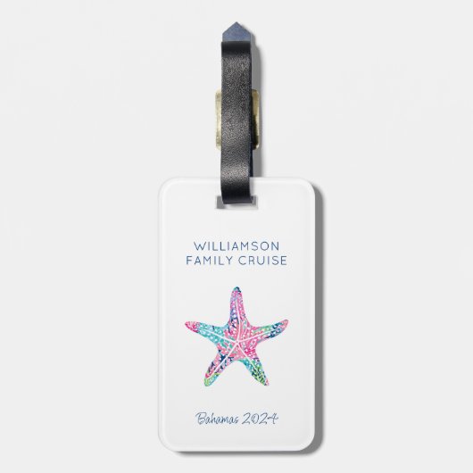 Custom Family Cruise Vacation Niedlich Preppy Star Gepäckanhänger (Rückseite vertikal)