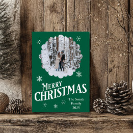 Custom Family & Dog Frohe Weihnachts-Fotokarte Feiertagskarte