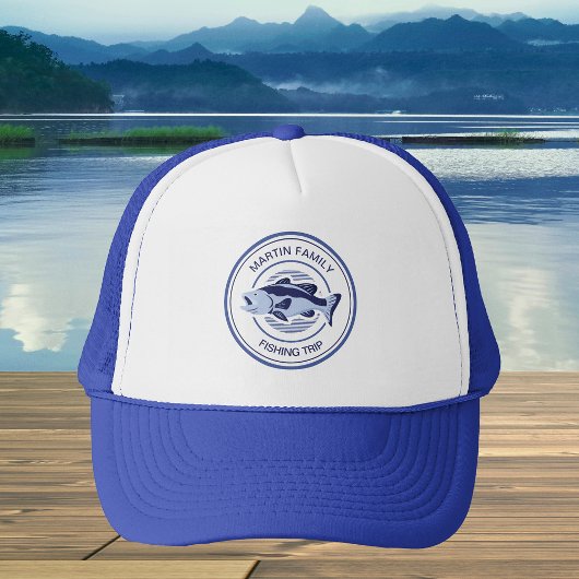 Custom Family Fishing Trip Blue Lake Bass Truckerkappe