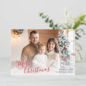 Custom Family Flat Christmas Greeting Card Dankeskarte (Stehend Vorderseite)