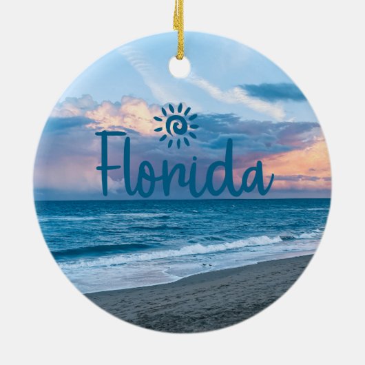 Custom Family Florida Urlaub Weihnachtsbaum Keramik Ornament (Hinten)