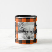 Custom Family Foto Buffalo Kariertes Muster Orange Tasse (Zentrum)