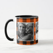 Custom Family Foto Buffalo Kariertes Muster Orange Tasse (Links)