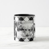 Custom Family Foto Buffalo Kariertes Muster Weiß Tasse (Zentrum)