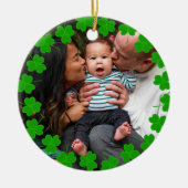Custom Family Foto Clover St Patrick's Day Keramik Ornament (Vorne)