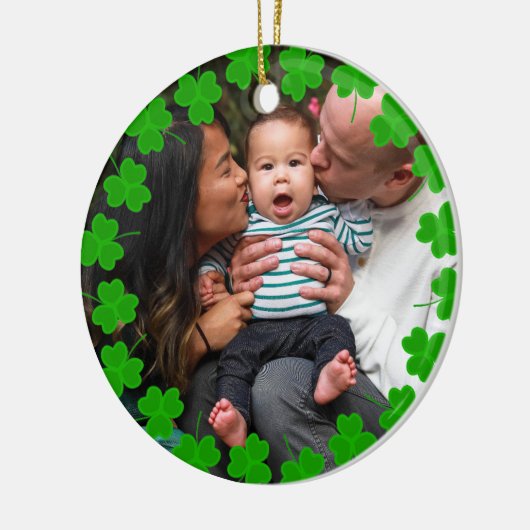 Custom Family Foto Clover St Patrick's Day Keramik Ornament (Links)
