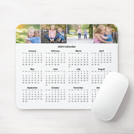 Custom Family Foto Collage 2024 Monatlicher Kalend Mousepad (Mit Mouse)