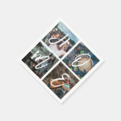 Custom Family Foto Collage Brush Script-ZUHAUSE Serviette (Ecke)