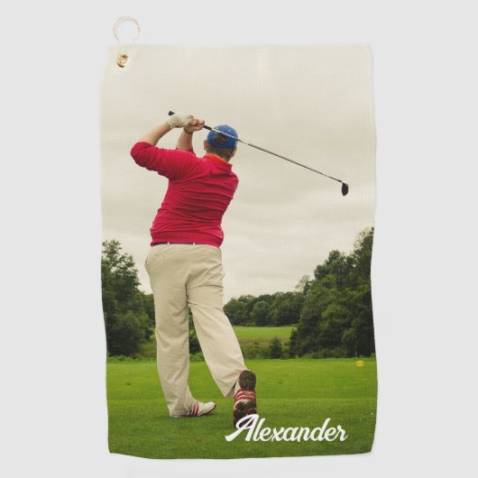 Custom Family Foto Collage Einfaches Golf Handtuch (Vorderseite)