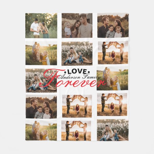 Custom Family Foto Collage Fleece Blanket - (Vorderseite)