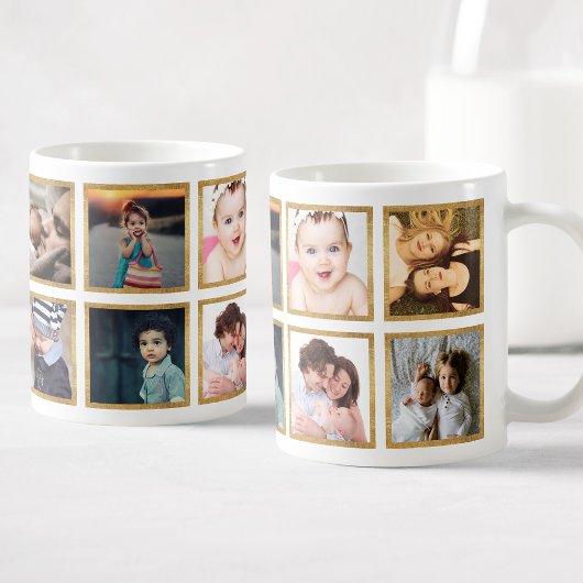 Custom Family Foto Collage Glamour Gold Kaffeetasse