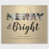 Custom Family Foto Collage Gold Glitzer Weihnachte Geschenkpapier (Flach)