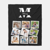 Custom Family Foto Collage mit Namen und Monogramm Fleecedecke (Vorderseite)
