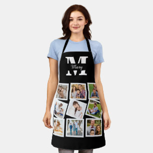 Custom Family Foto Collage mit Namen und Monogramm Schürze