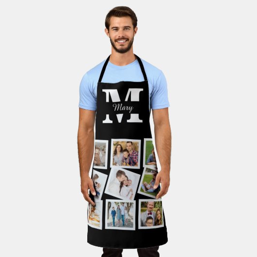 Custom Family Foto Collage mit Namen und Monogramm Schürze (Getragen)