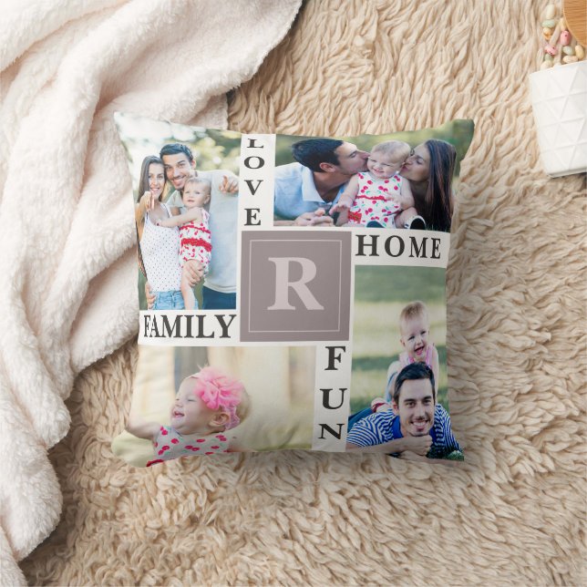Custom Family Foto Collage Modernes Wohnzimmer Kissen (Decke)