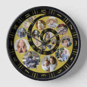 Custom Family Foto Collage Nautilus Gold Spiral Uhr (Vorderseite)
