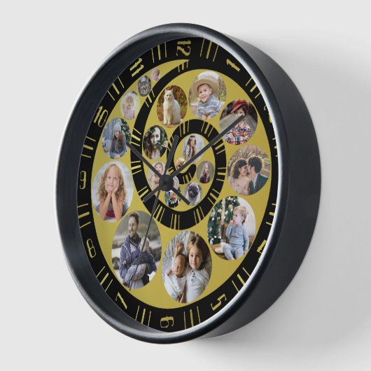 Custom Family Foto Collage Nautilus Gold Spiral Uhr (Winkel)