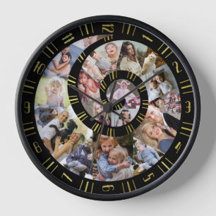 Custom Family Foto Collage Nautilus Spiral Gold Uhr