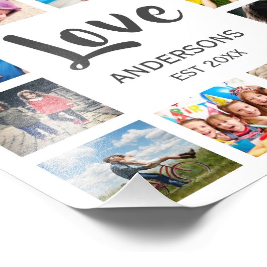 Custom Family Foto Collage Personalized White (Ecke)