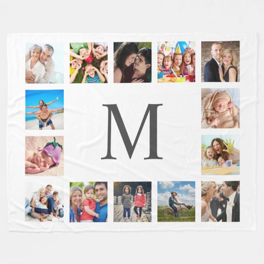 Custom Family Foto Collage Personalized White Fleecedecke (Vorderseite (Horizontal))