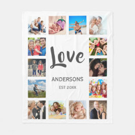 Custom Family Foto Collage Personalized White Fleecedecke