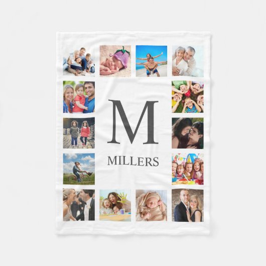 Custom Family Foto Collage Personalized White Fleecedecke (Vorderseite)