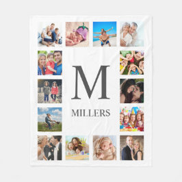 Custom Family Foto Collage Personalized White Fleecedecke