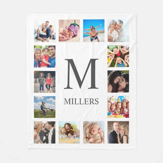 Custom Family Foto Collage Personalized White Fleecedecke (Vorderseite)