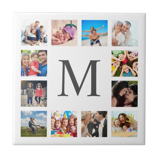 Custom Family Foto Collage Personalized White Fliese (Vorderseite)
