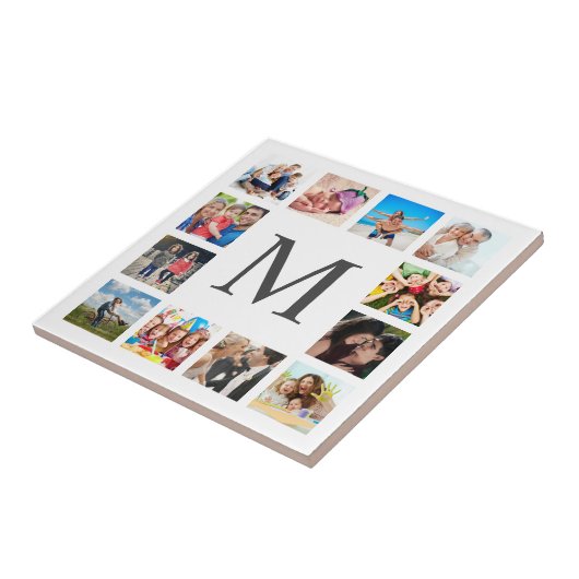 Custom Family Foto Collage Personalized White Fliese (Seite)