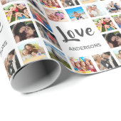 Custom Family Foto Collage Personalized White Geschenkpapier (Rolleneckpunkt)