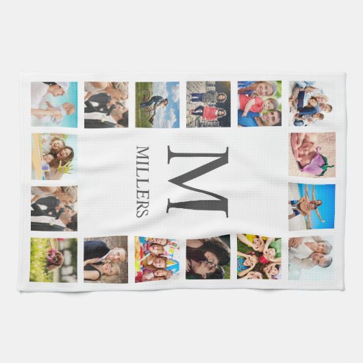 Custom Family Foto Collage Personalized White Geschirrtuch (Horizontal)