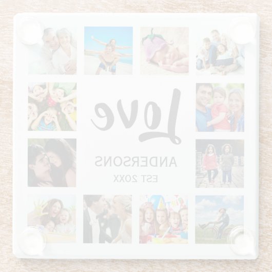 Custom Family Foto Collage Personalized White Glasuntersetzer (Rückseite)