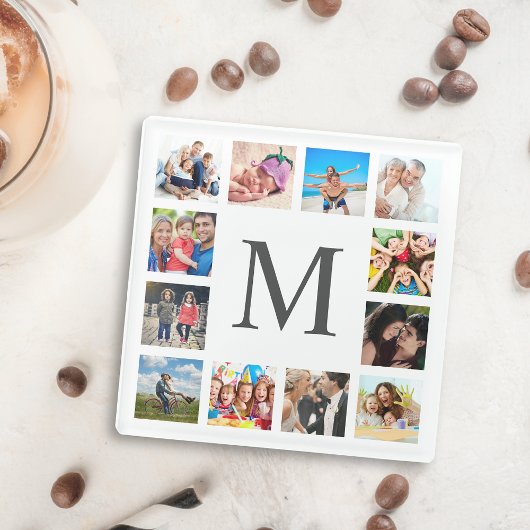 Custom Family Foto Collage Personalized White Glasuntersetzer