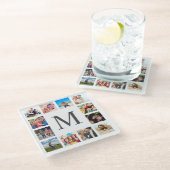 Custom Family Foto Collage Personalized White Glasuntersetzer (Schrägansicht)