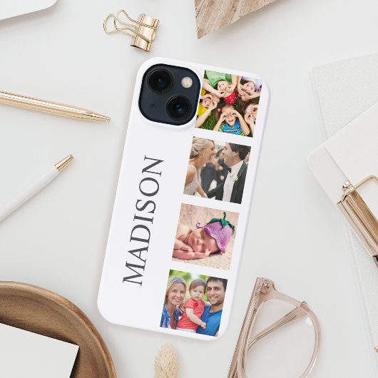 Custom Family Foto Collage Personalized White iPhone Hülle