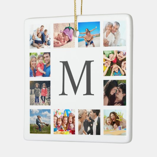 Custom Family Foto Collage Personalized White Keramikornament (Links)