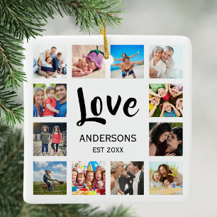 Custom Family Foto Collage Personalized White Keramikornament