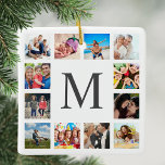 Custom Family Foto Collage Personalized White Keramikornament<br><div class="desc">Erstellen Sie Ihre eigene personalisierte 12-Foto-Collage,  Weihnachtsfeiertagsschmuck mit Ihren individuellen Bildern auf einem einfachen,  modernen,  weißen Hintergrund. Die Weihnachtsschmuckfigur enthält auch Ihren Familiennamen,  das etablierte Jahr und eine handgeschriebene "Liebe". Fügen Sie Ihre Lieblings-Fotos,  Designs oder Kunstwerke,  um etwas wirklich Einzigartiges zu schaffen.</div>