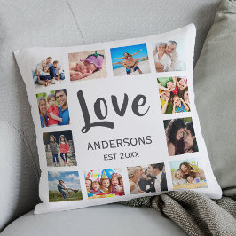 Custom Family Foto Collage Personalized White Kissen